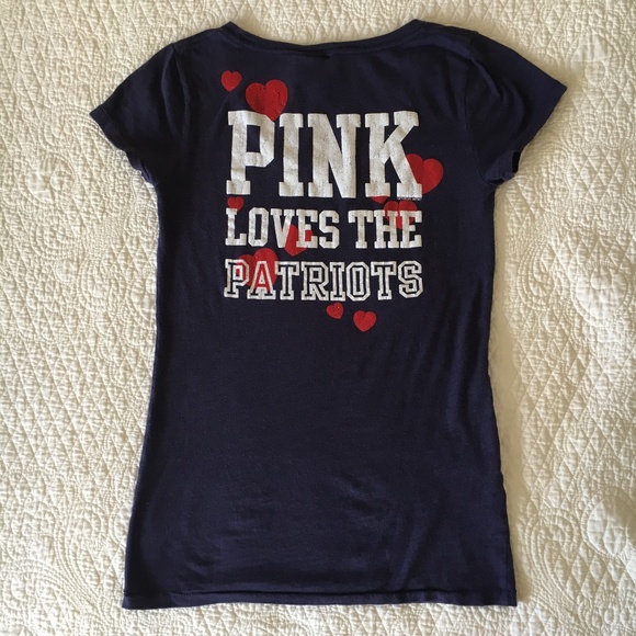 New England Patriots Victoria's Secret PINK Studded Tee T-Shirt Top XS - Picture 6 of 7